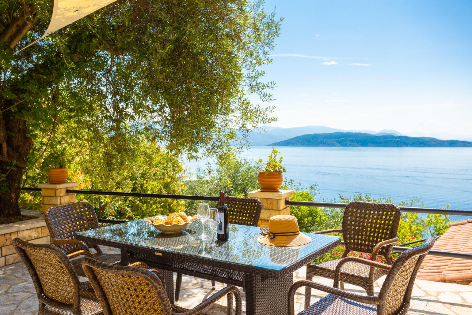 Terrace area with panoramic sea views