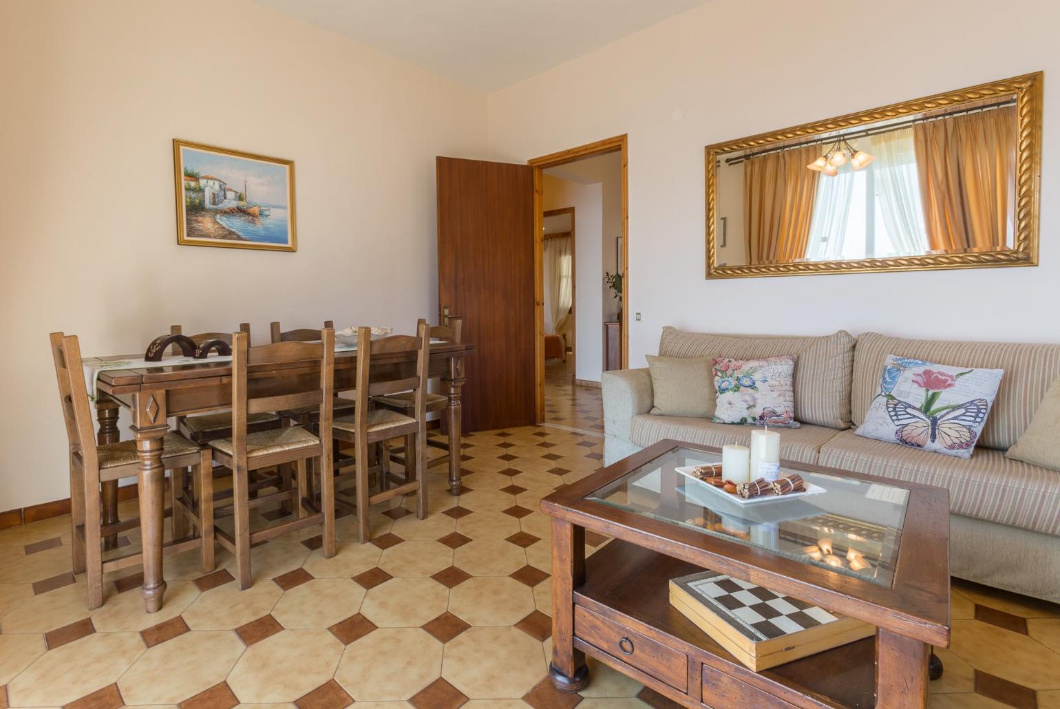 Living room with indoor dining 