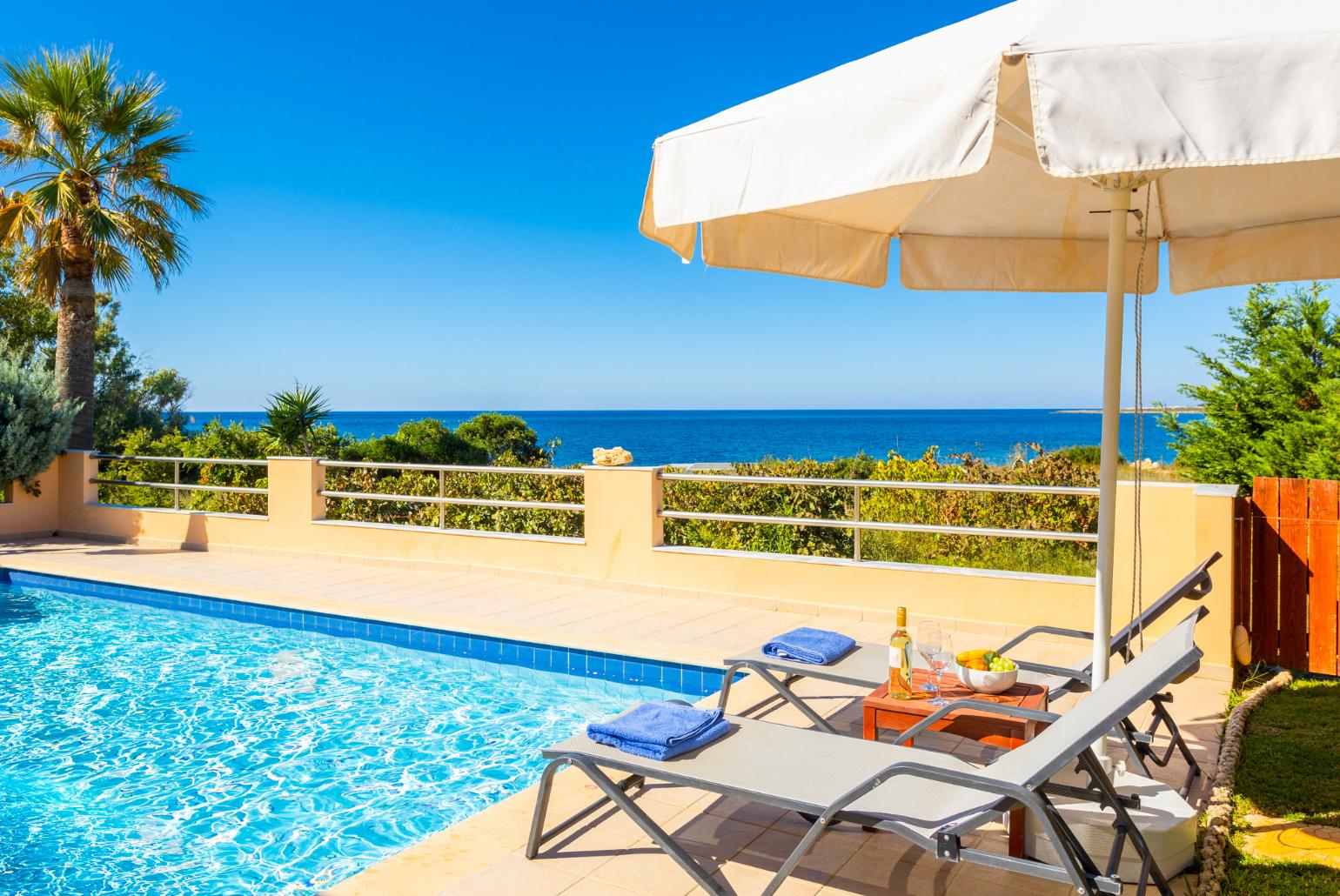 Private pool and terrace with sea views