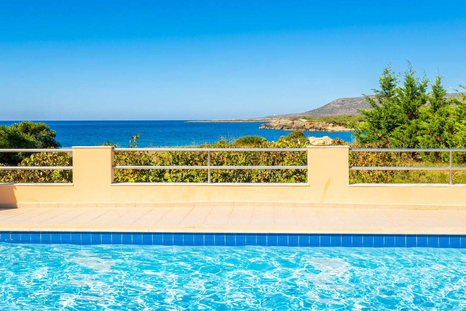 Private pool and terrace with sea views