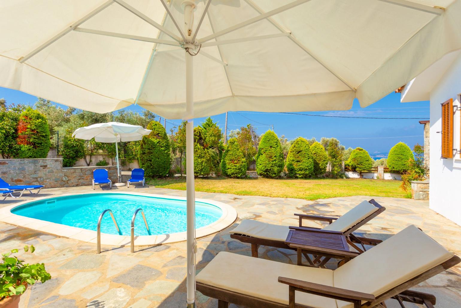 Private pool and terrace with sea views