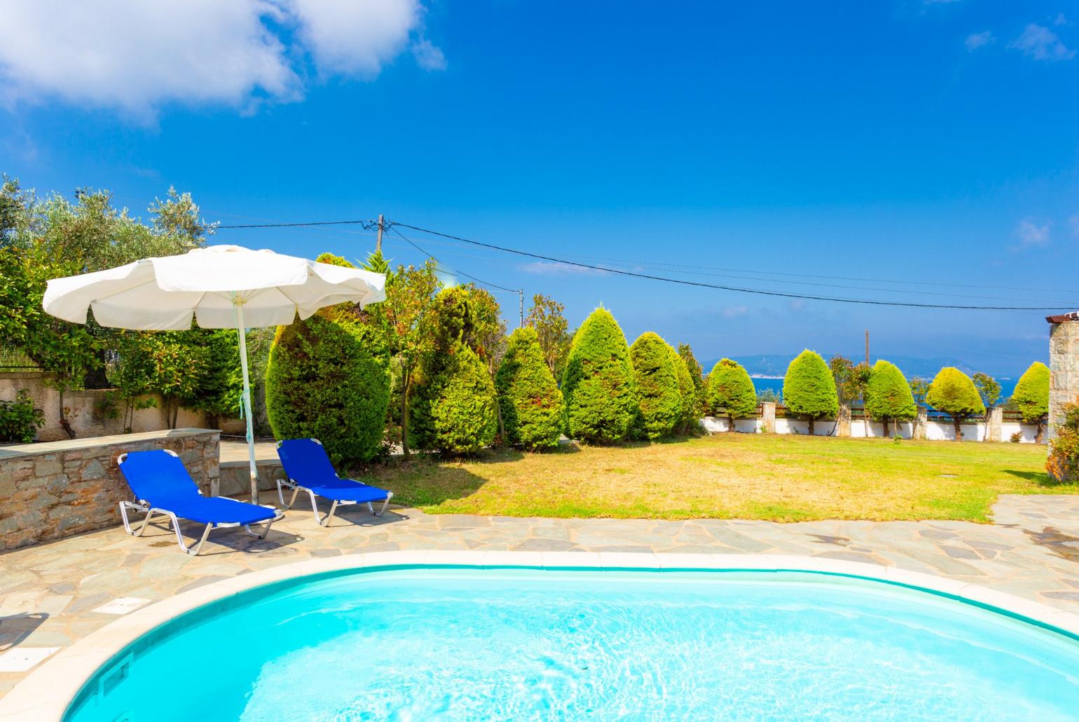 Private pool and terrace with sea views