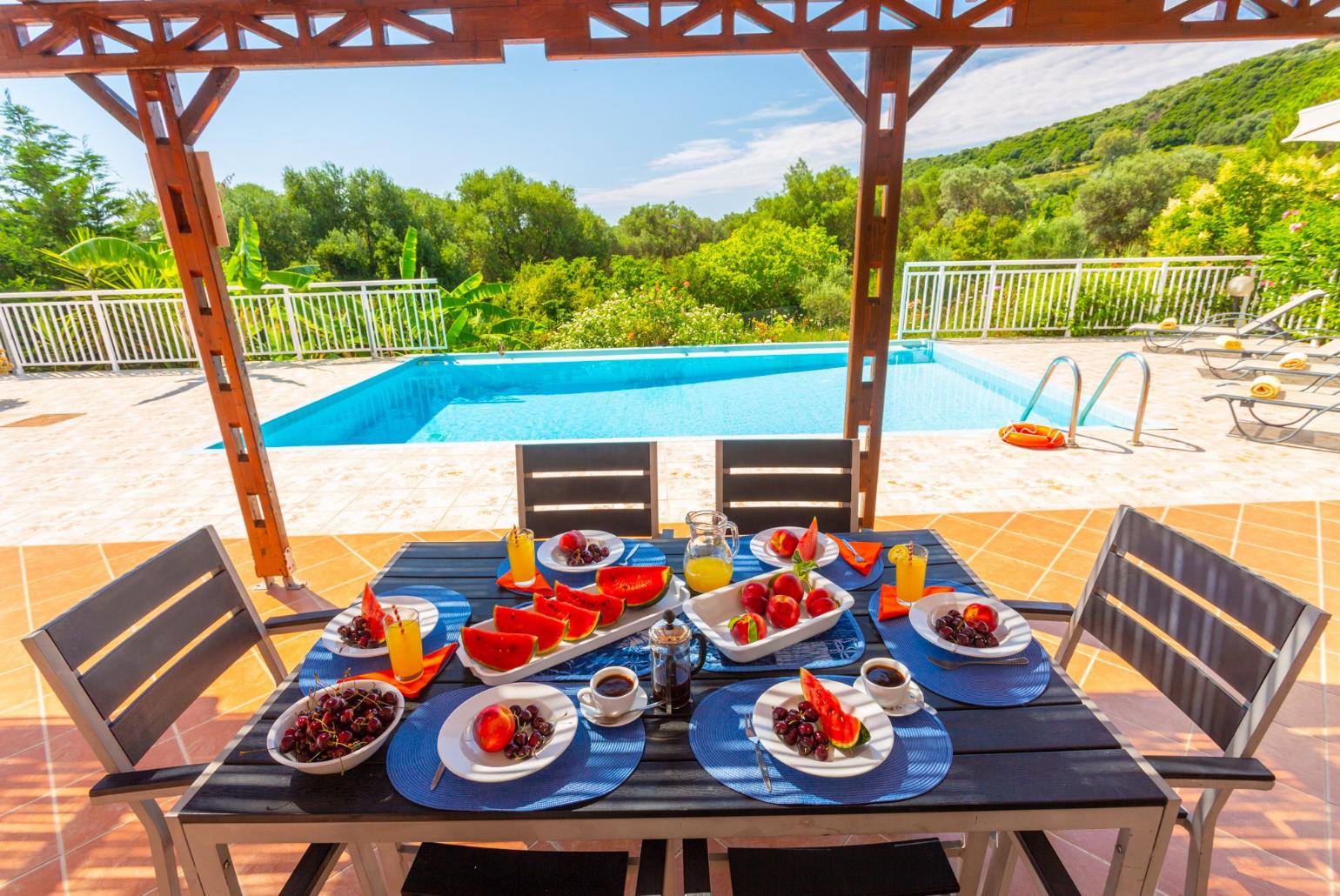 Partially sheltered terrace area for outdoor dining