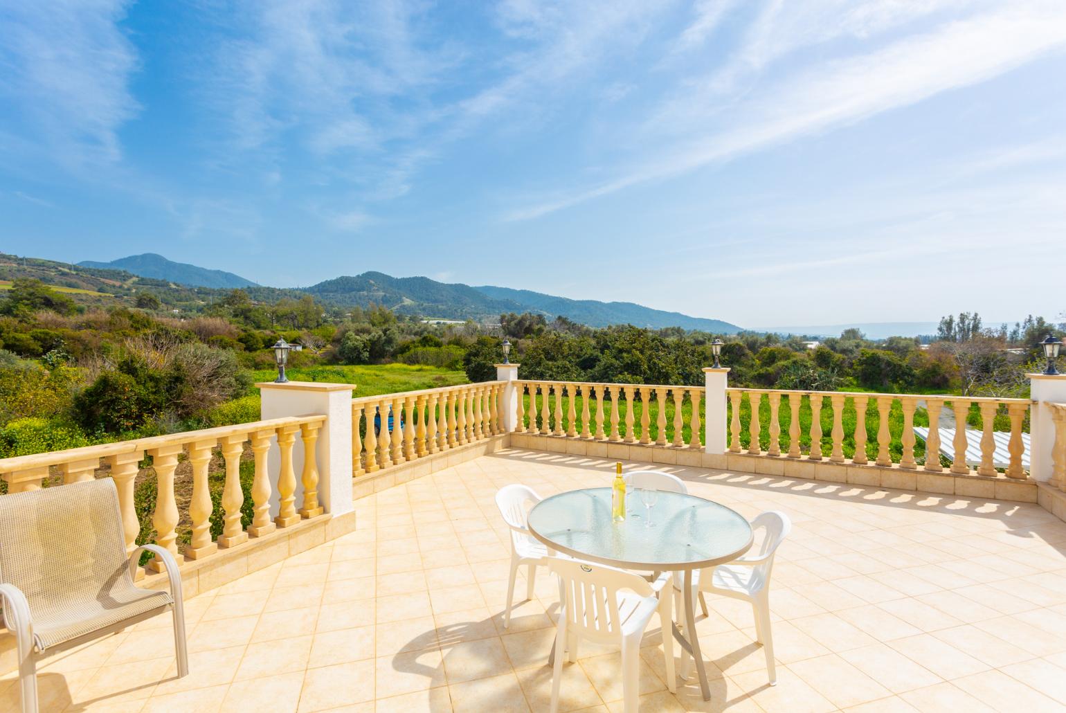 Upper terrace area with sea and countryside views