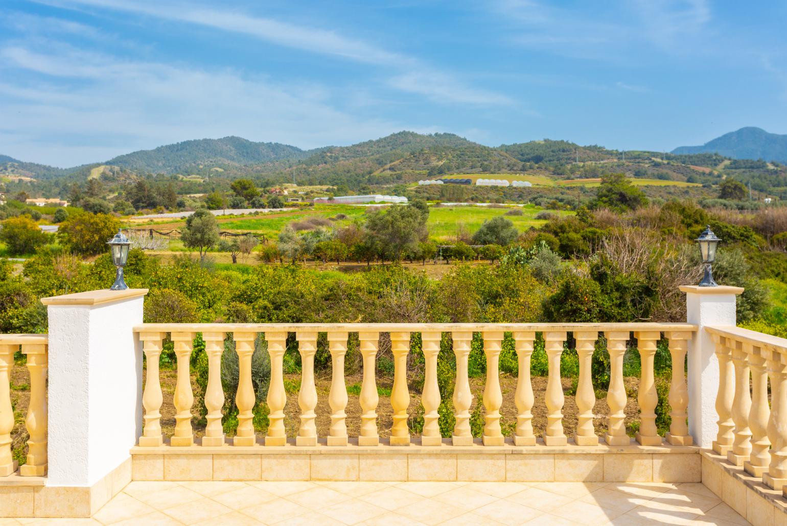 Upper terrace area with sea and countryside views