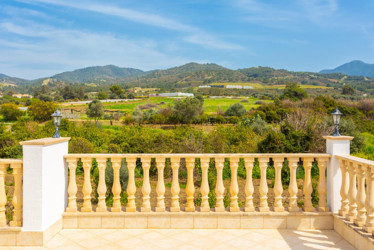 Upper terrace area with sea and countryside views