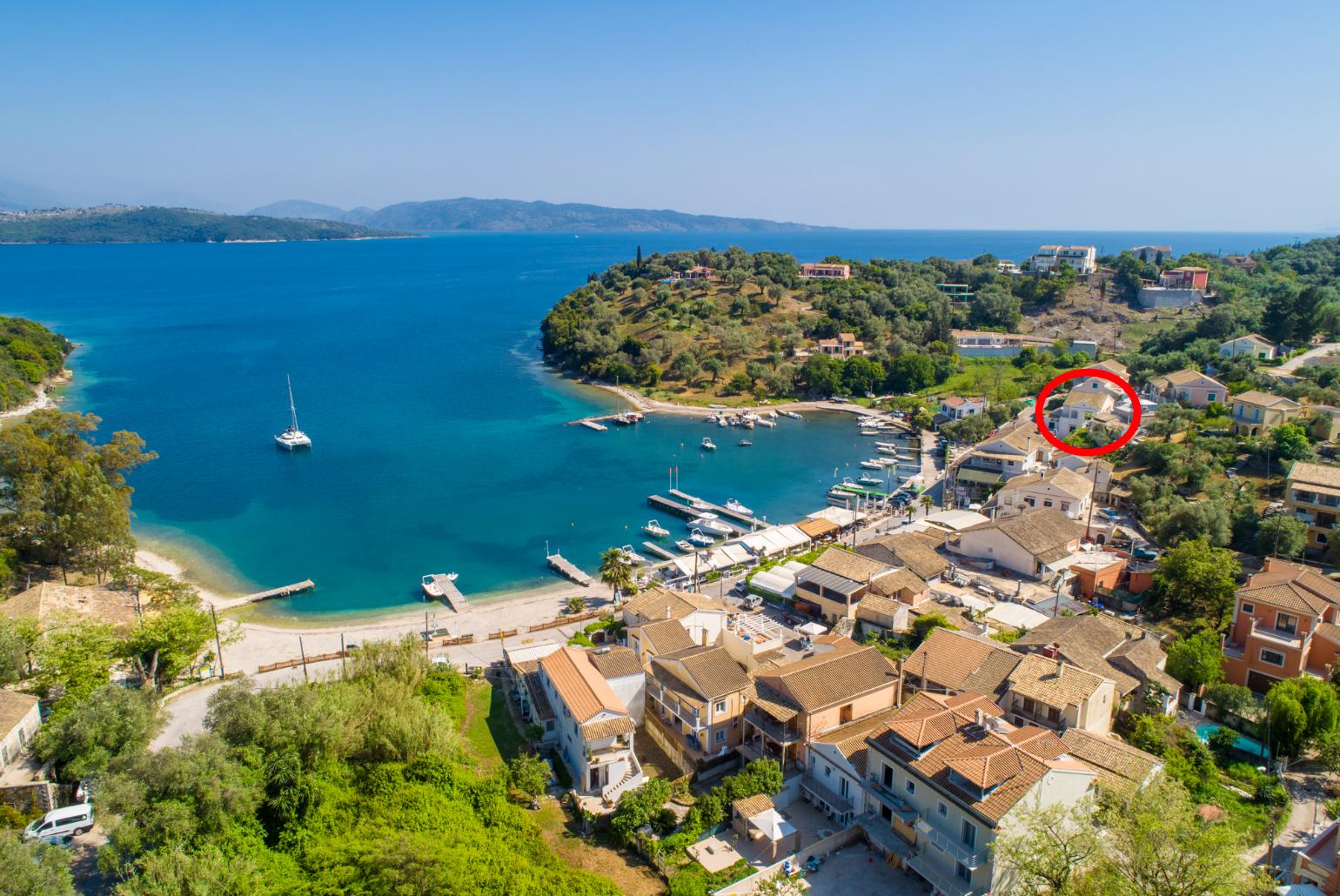 Aerial view of Saint Stephanos showing location of Theophilos 1