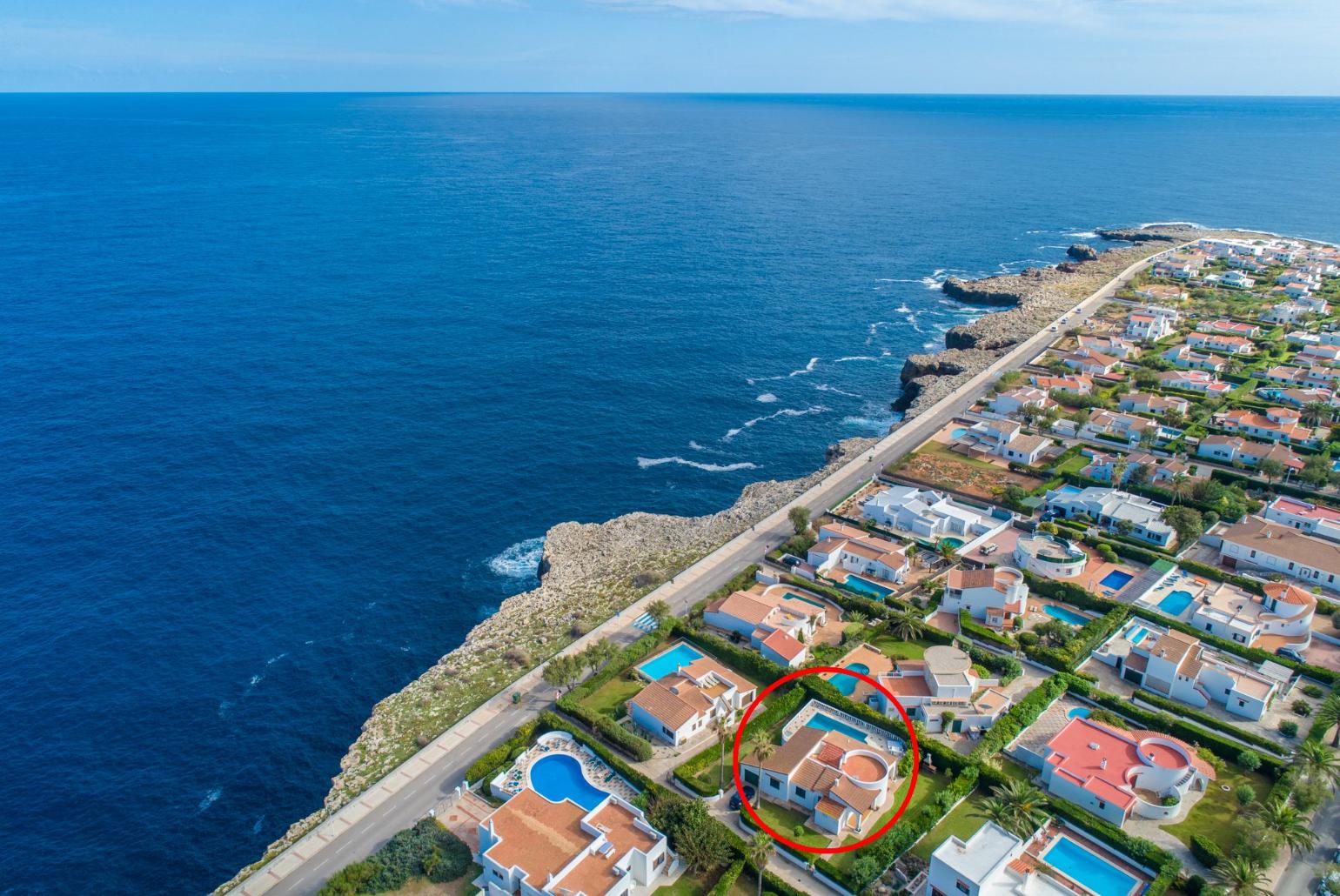 Aerial view showing location of Villa Caprice