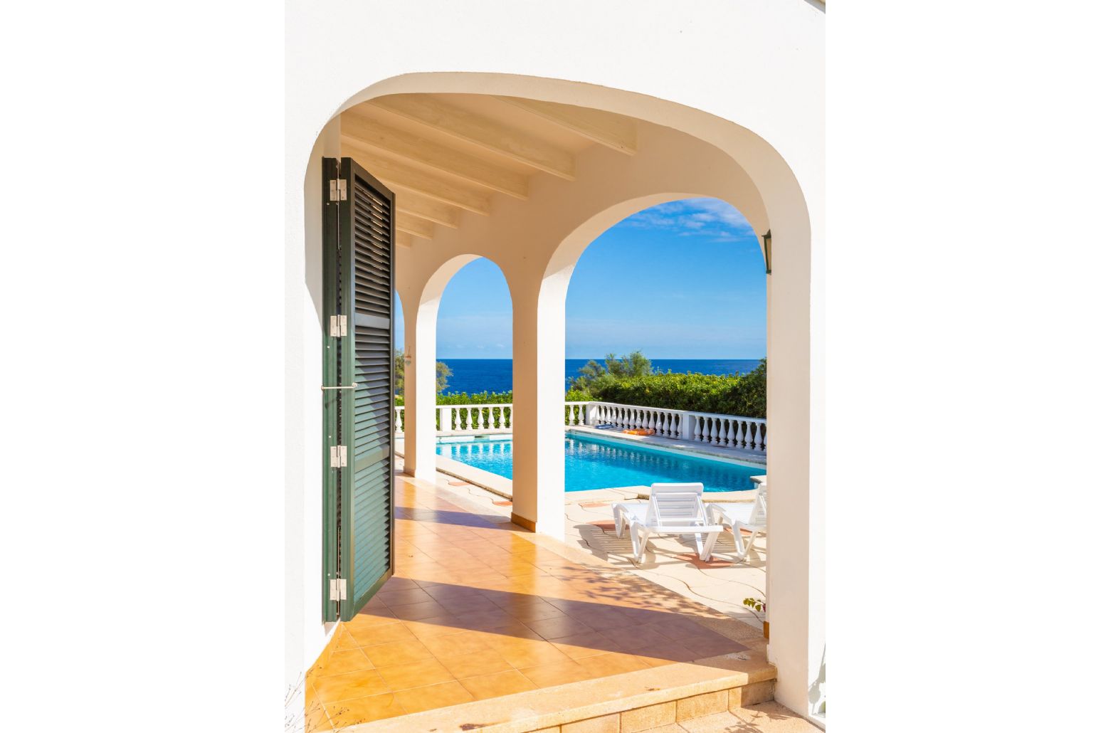 Private pool and terrace with sea views