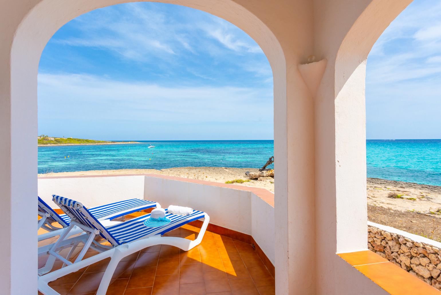 Sheltered terrace area with panoramic sea views