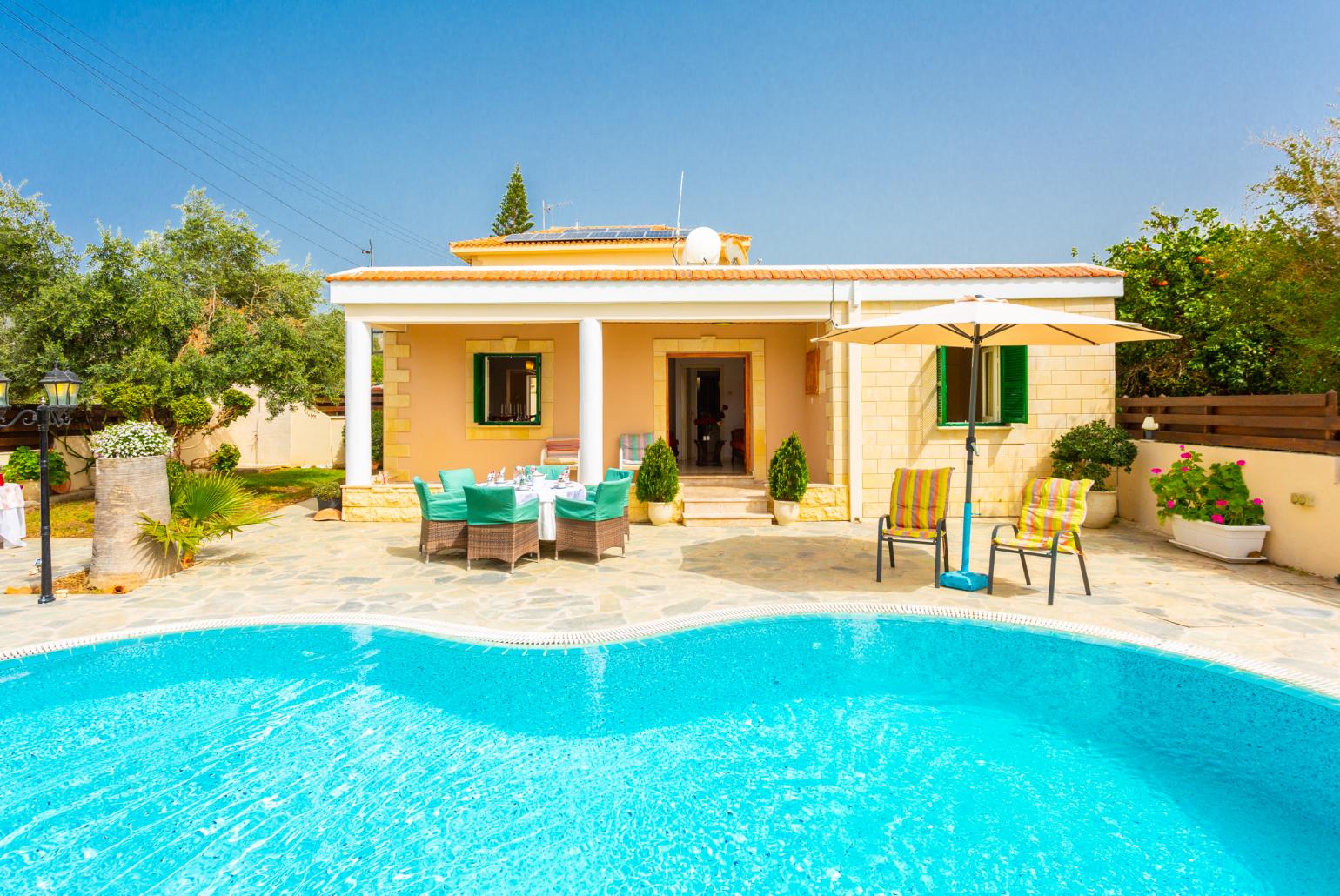 ,Beautiful villa with private pool, terrace, and garden