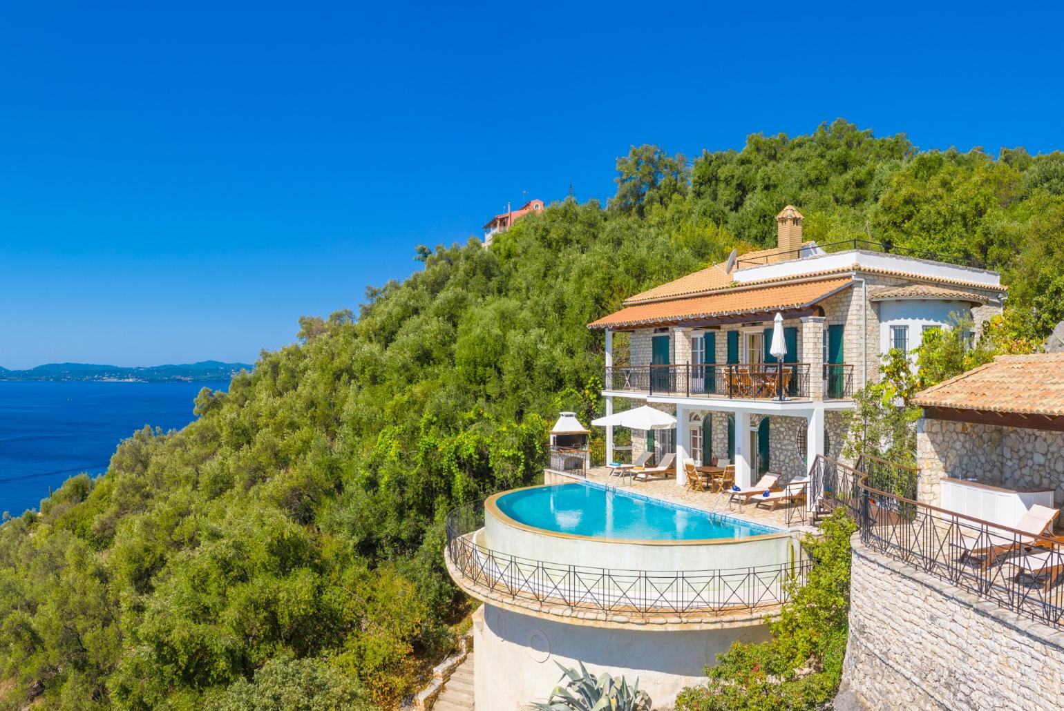 ,Beautiful villa with private infinity pool and terrace with panoramic sea views