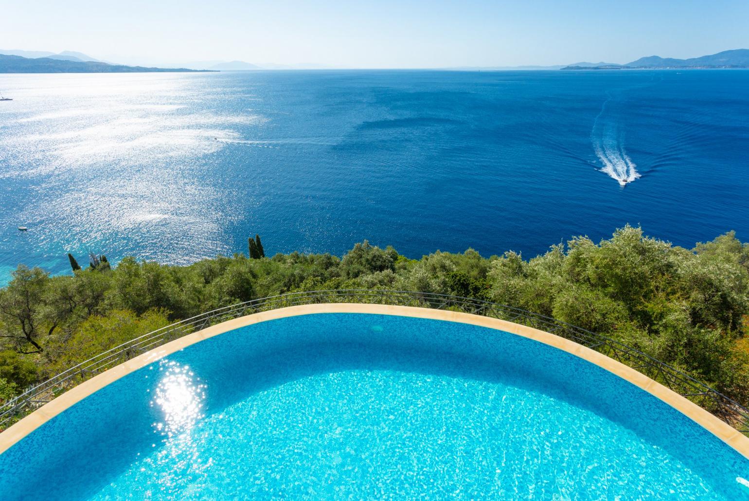 Private infinity pool with panoramic sea views