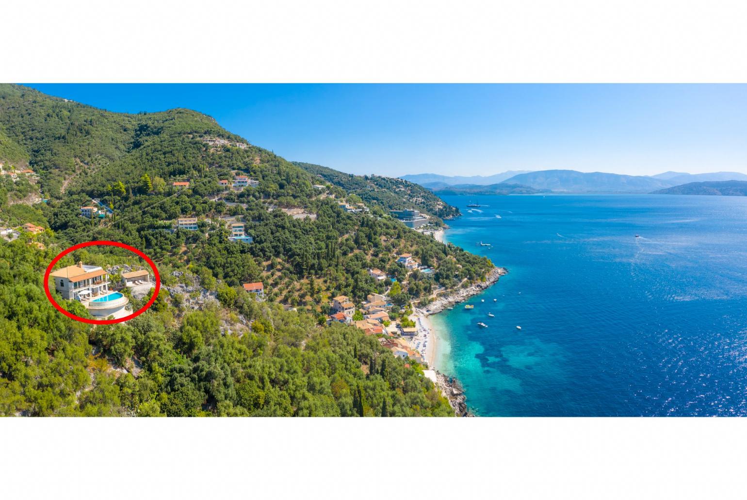 Aerial view showing location of House on the Rocks