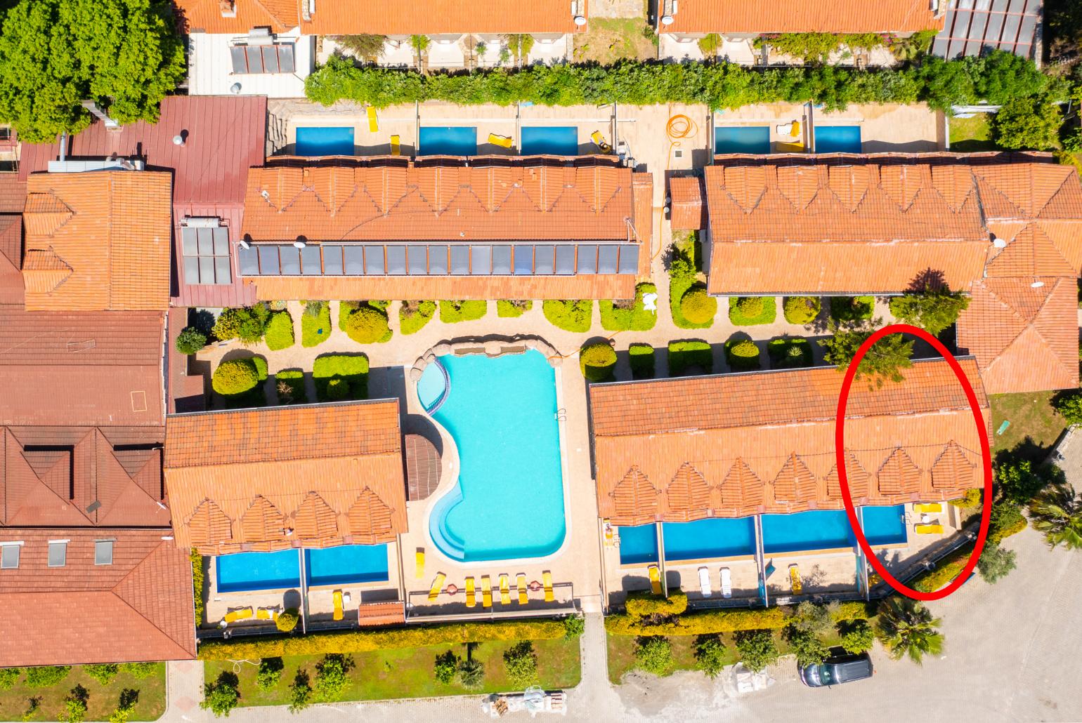 Aerial view of Paradise Club showing location of Villa Aysel Paradise