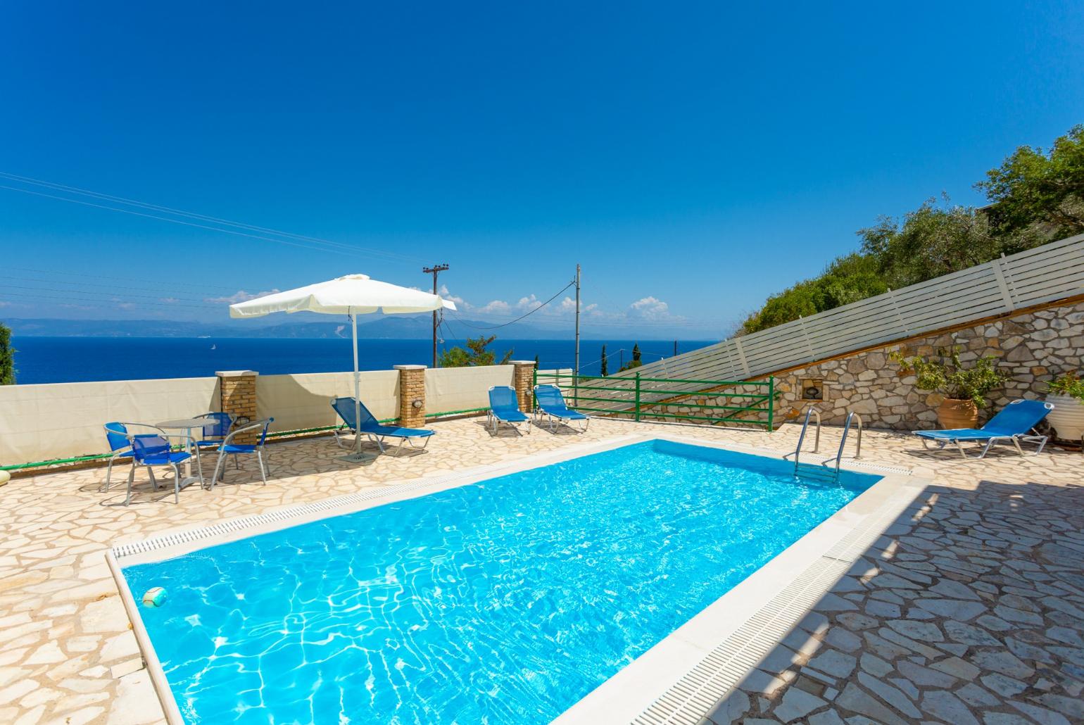 Private pool and terrace with panoramic sea views