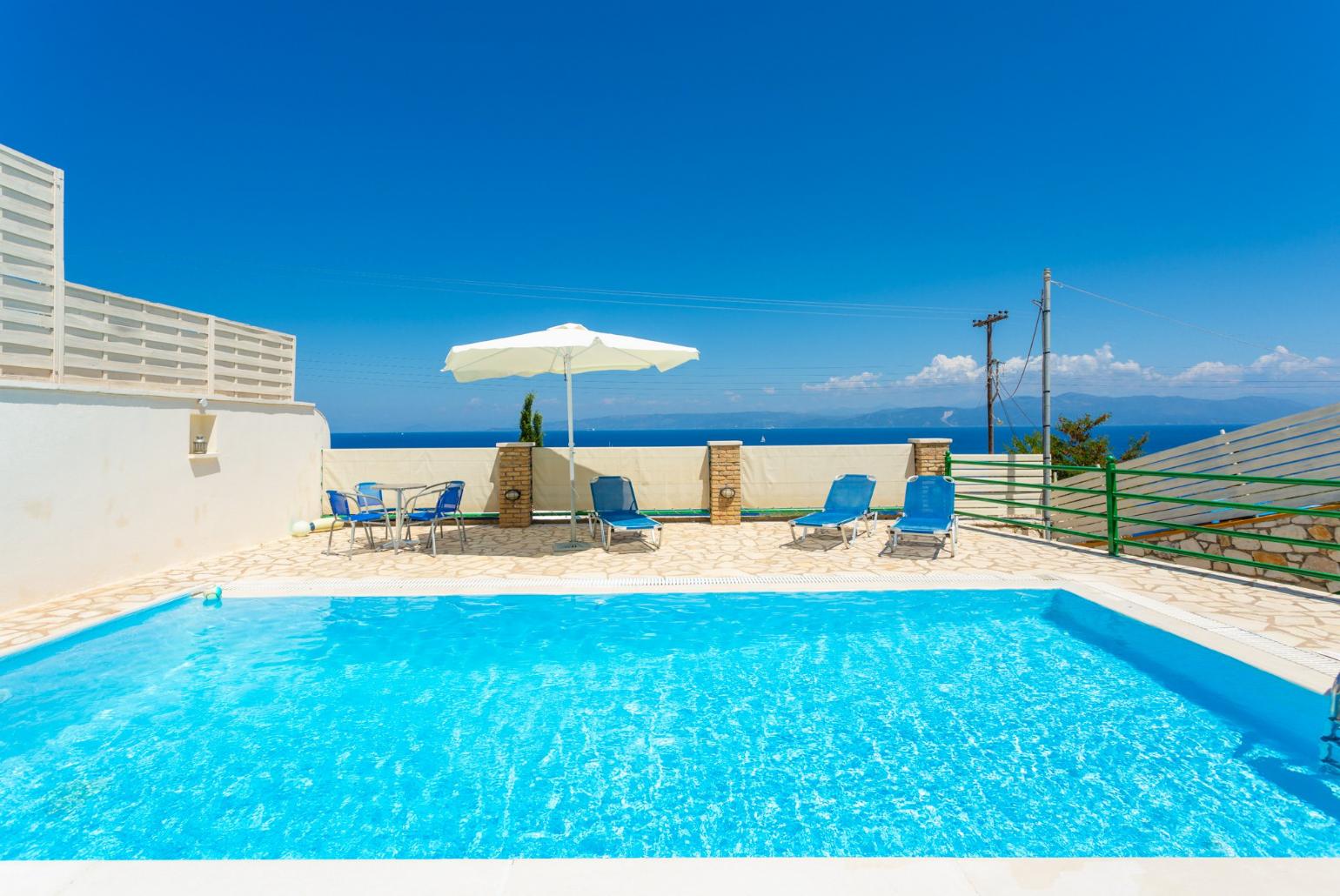 Private pool and terrace with panoramic sea views