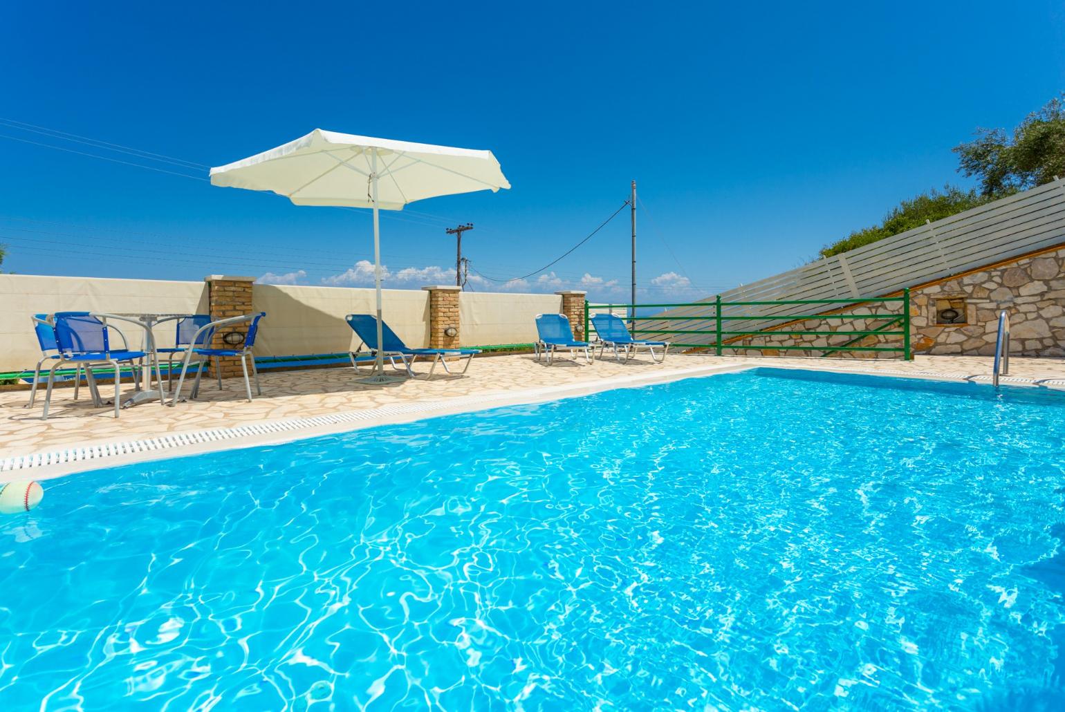 Private pool and terrace with panoramic sea views