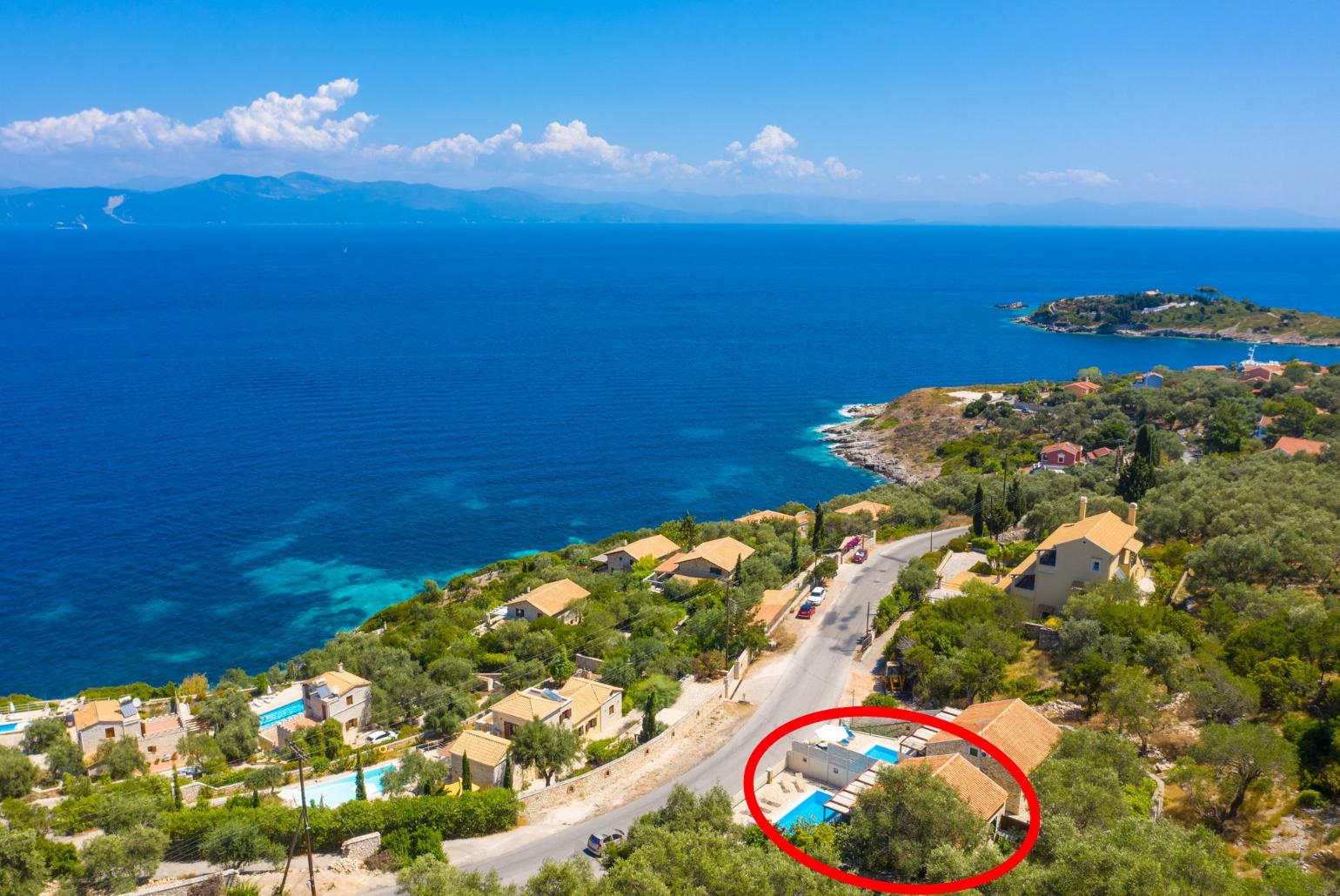 Aerial view showing location of Villa Anastasia