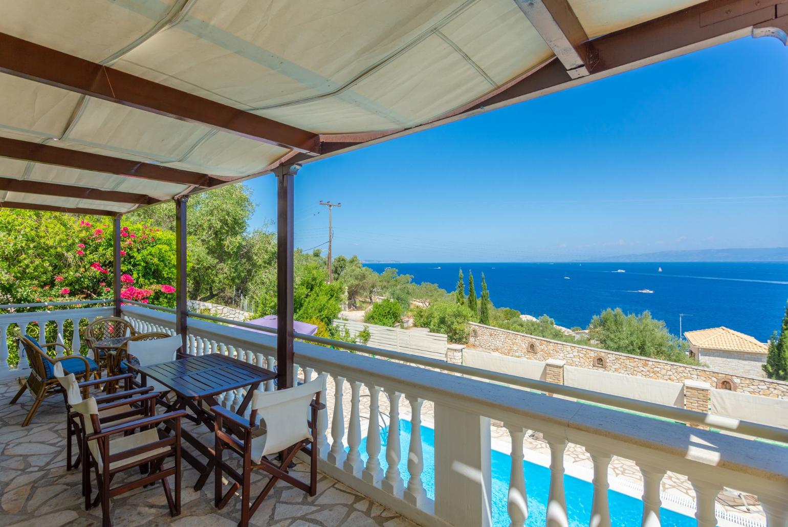 Sheltered terrace area with panoramic sea views