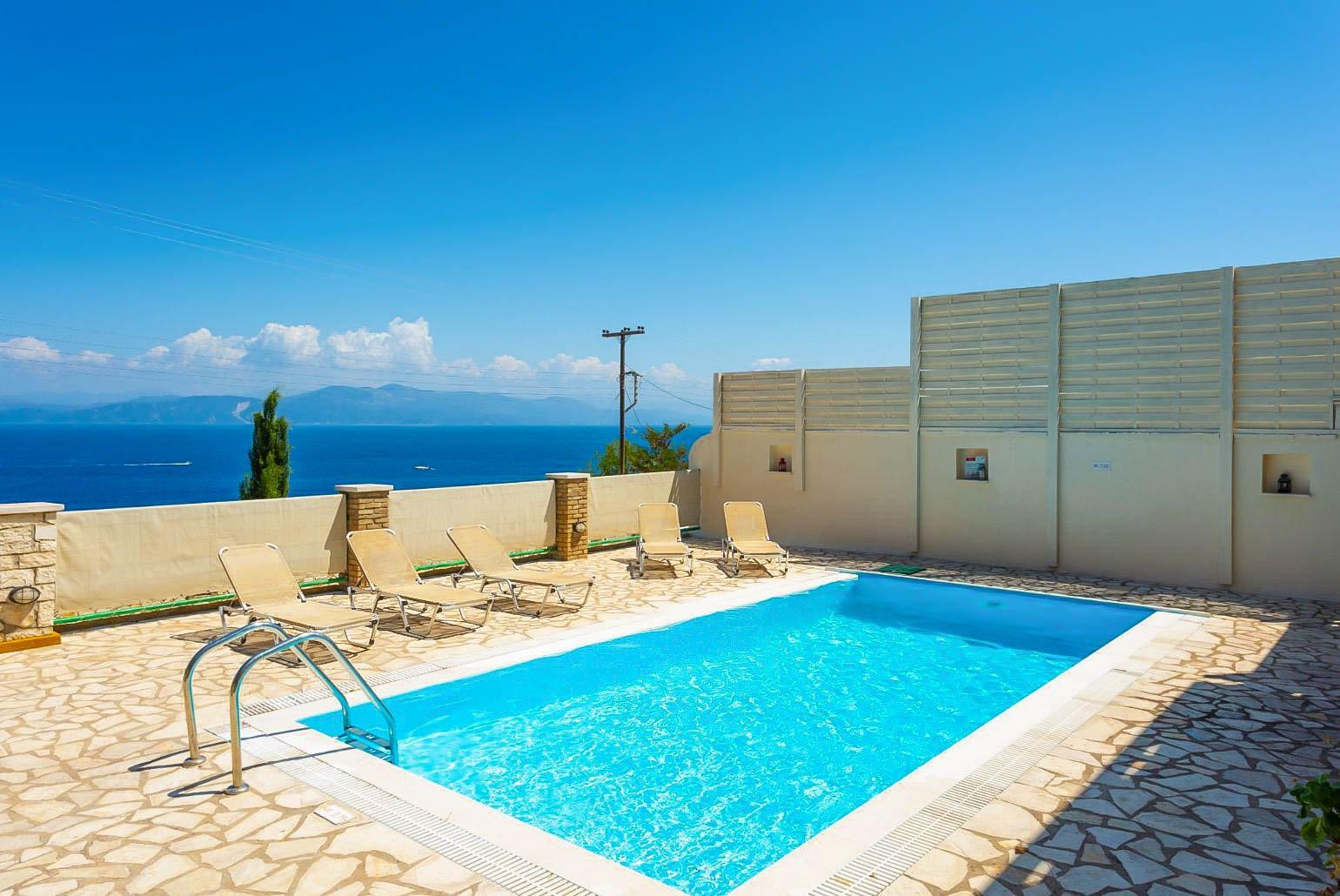 Private pool and terrace with sea views