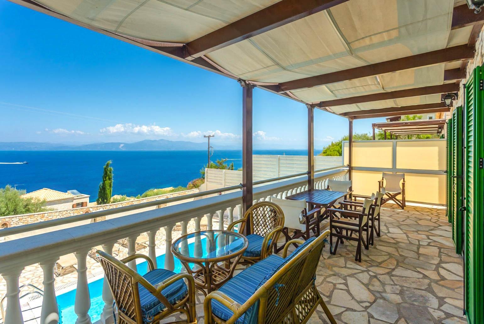Sheltered terrace area with panoramic sea views