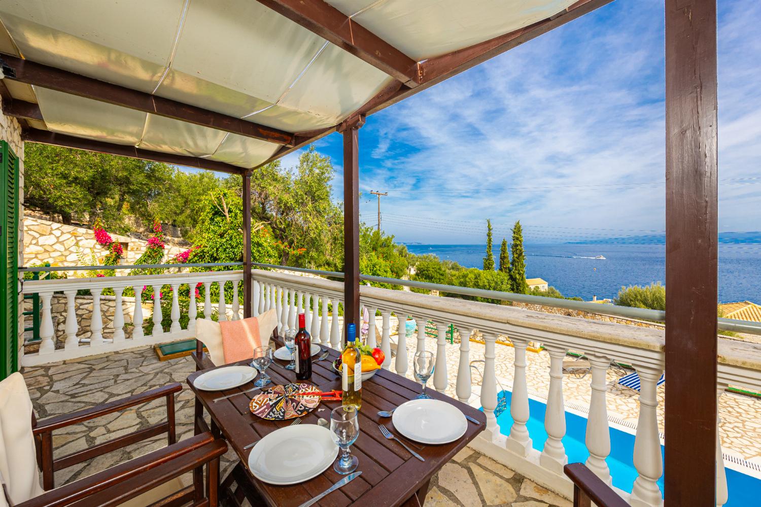 Sheltered terrace area with sea views