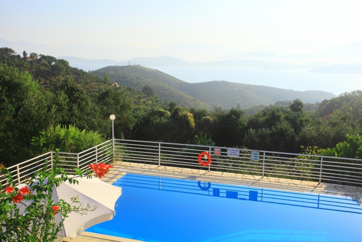 Private pool with terrace area and panoramic views
