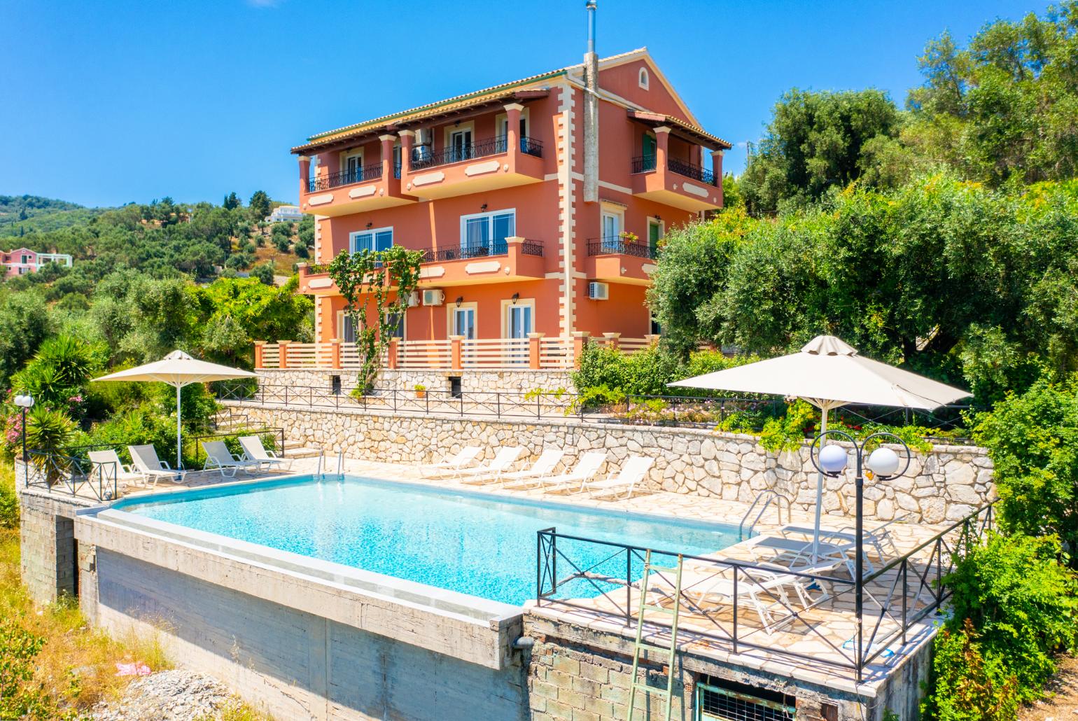 Beautiful villa with private infinity pool, terraces, and gardens with panoramic sea views