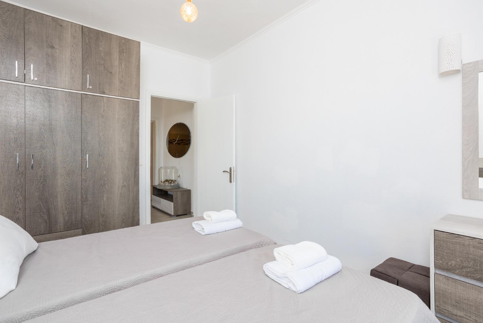 Twin bedroom with A/C and sea views