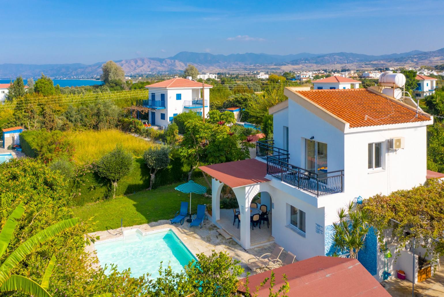 Aerial view of Sun Beach Villa Tria