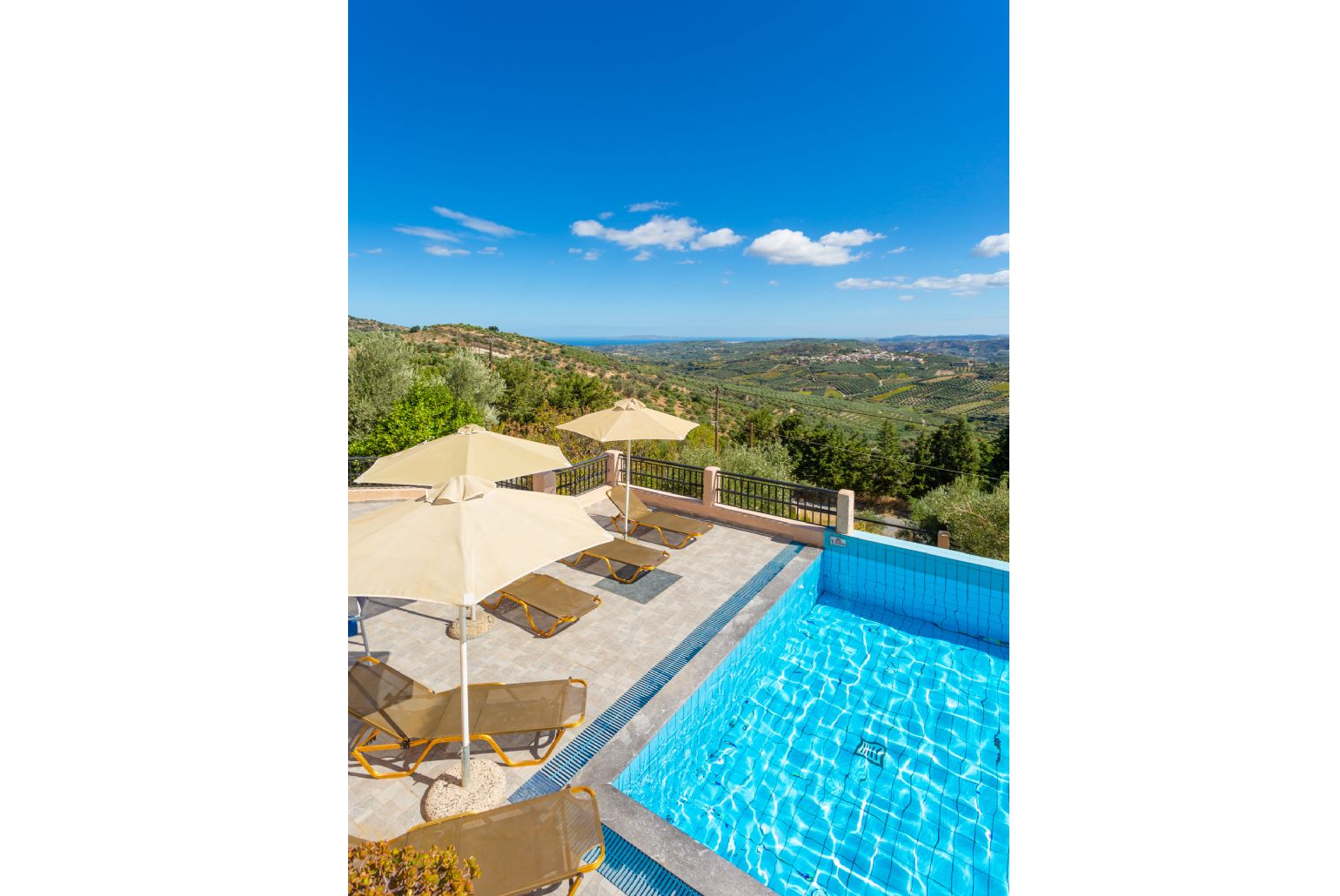 Private infinity pool and terrace with panoramic sea and countryside views