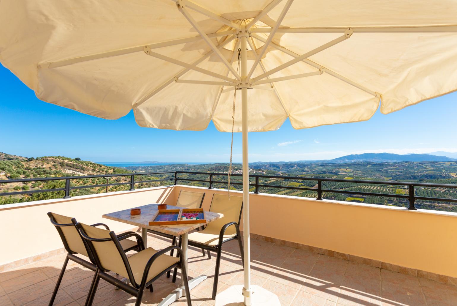 Upper terrace with panoramic sea and countryside views