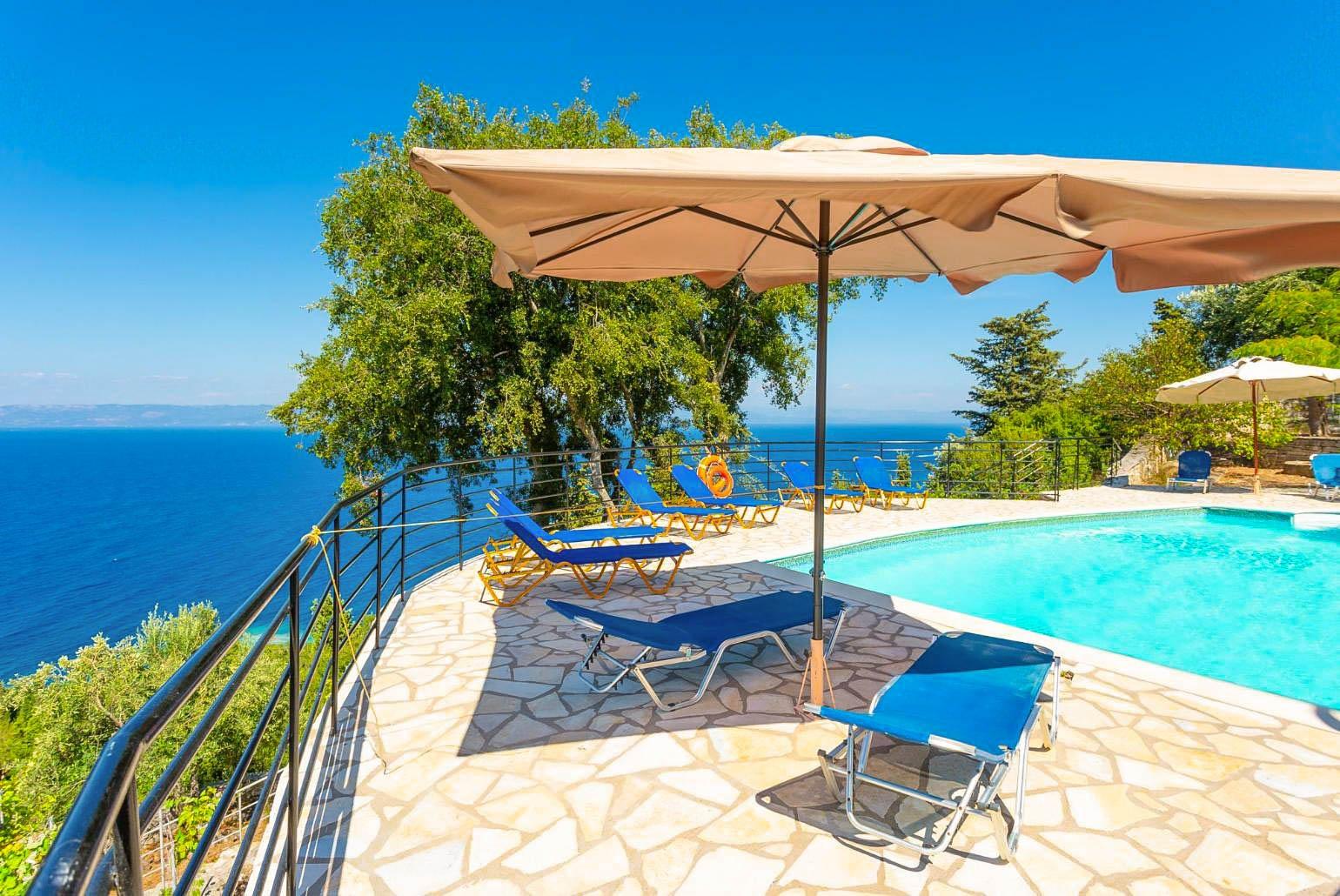 Private pool and terrace with panoramic sea views