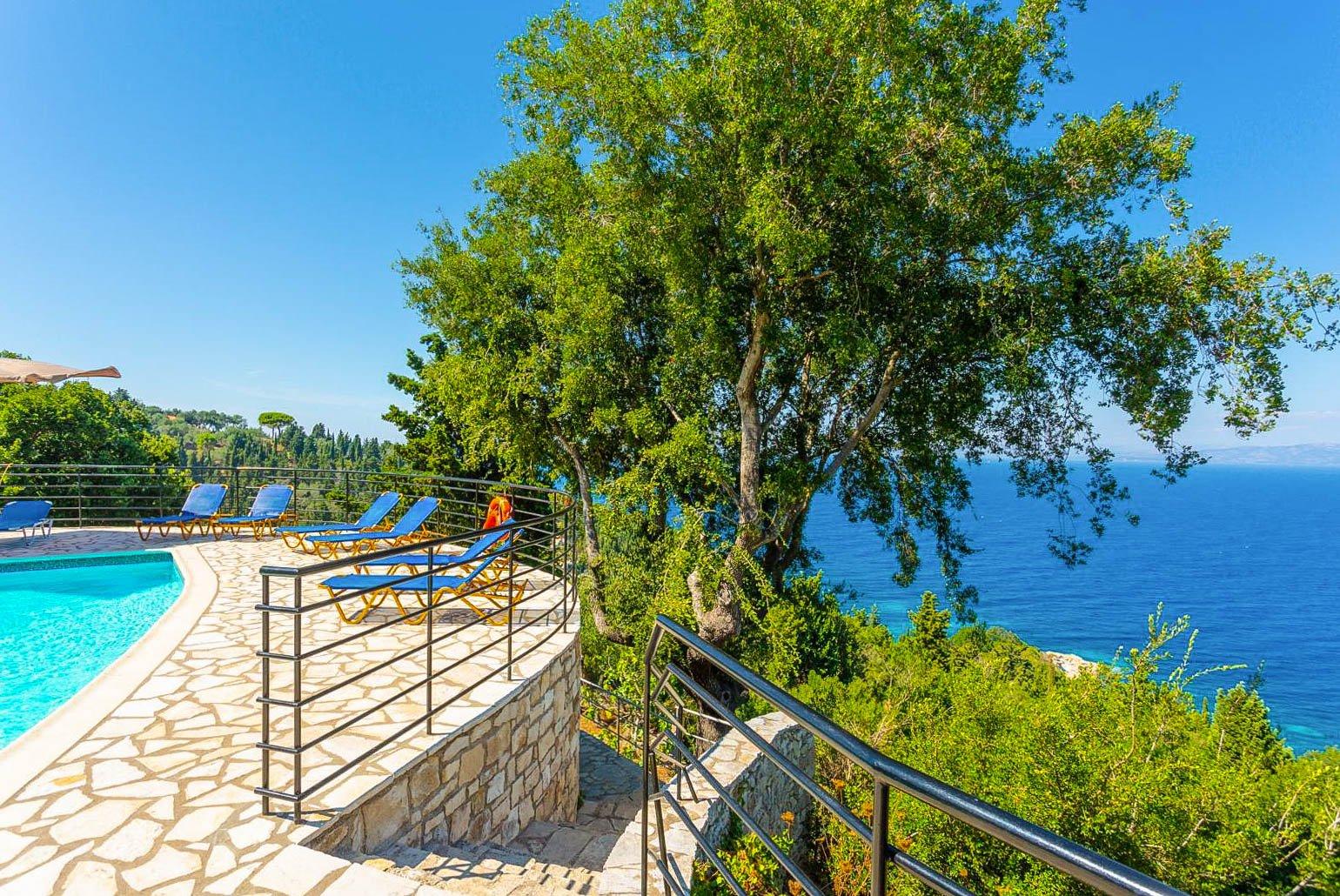 Private pool and terrace with panoramic sea views