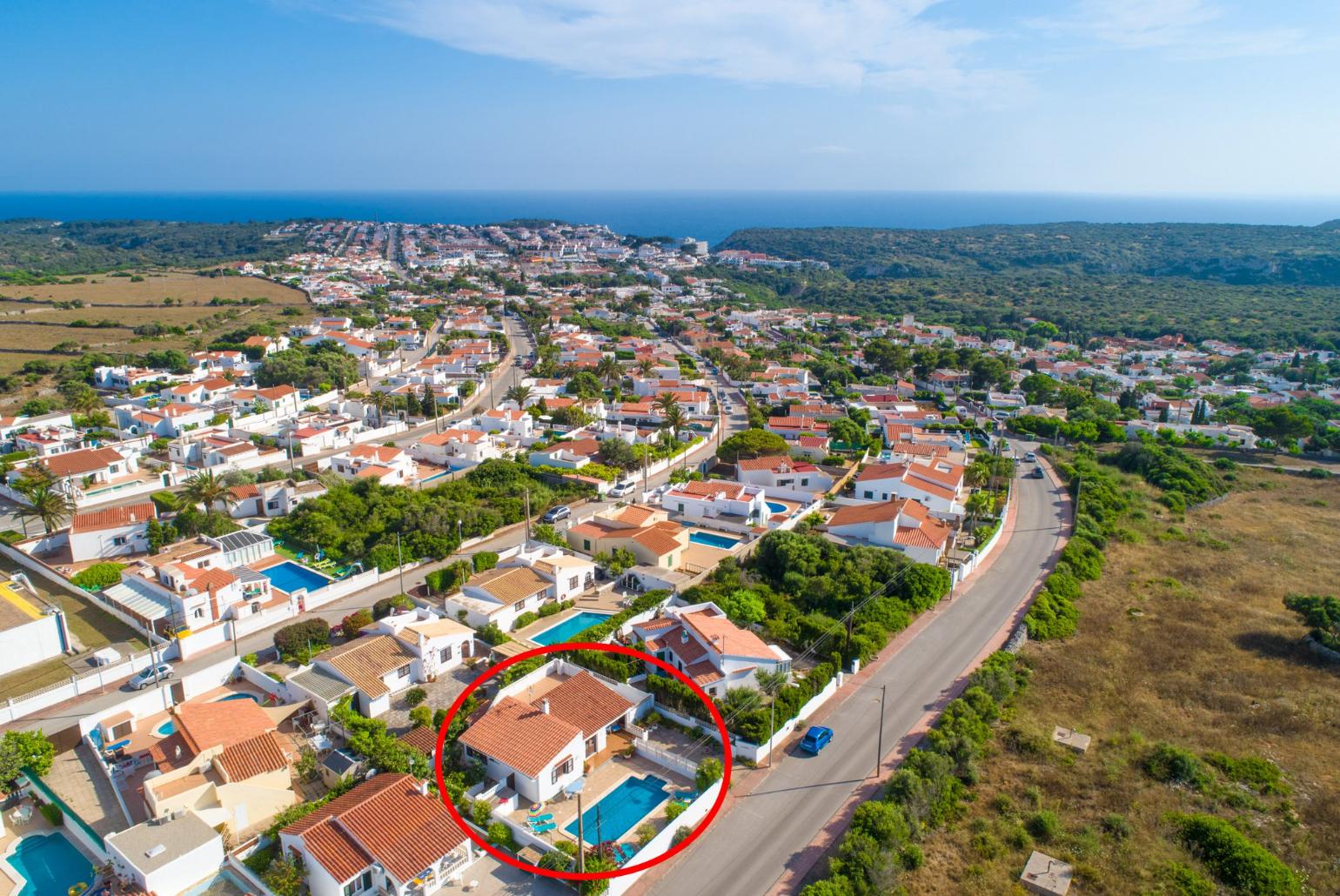 Aerial view of Villa Ca Nostra