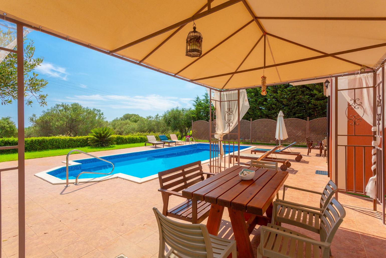 Gazebo and outdoor dining area