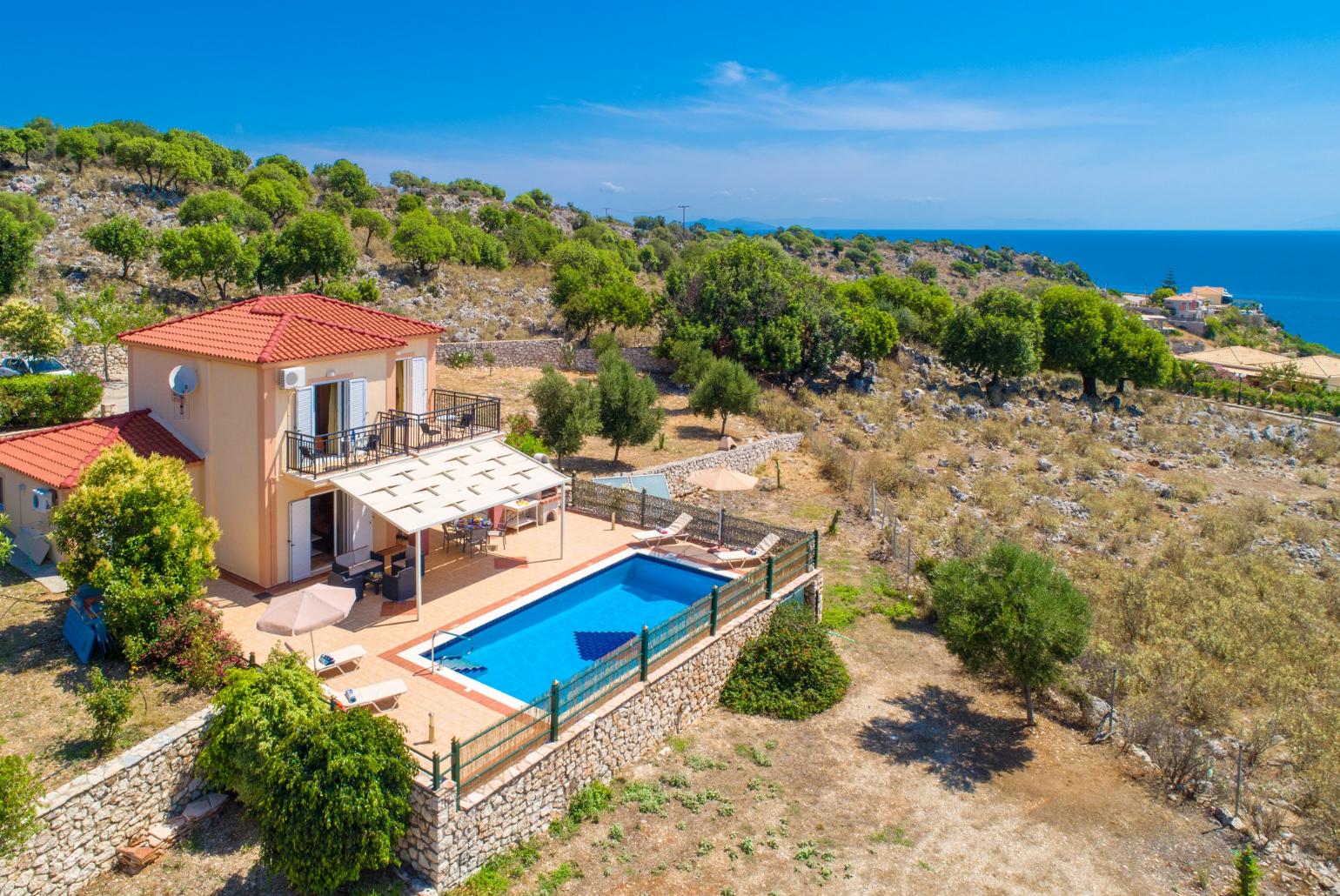 ,Beautiful villa with private pool, terrace, and panoramic sea views