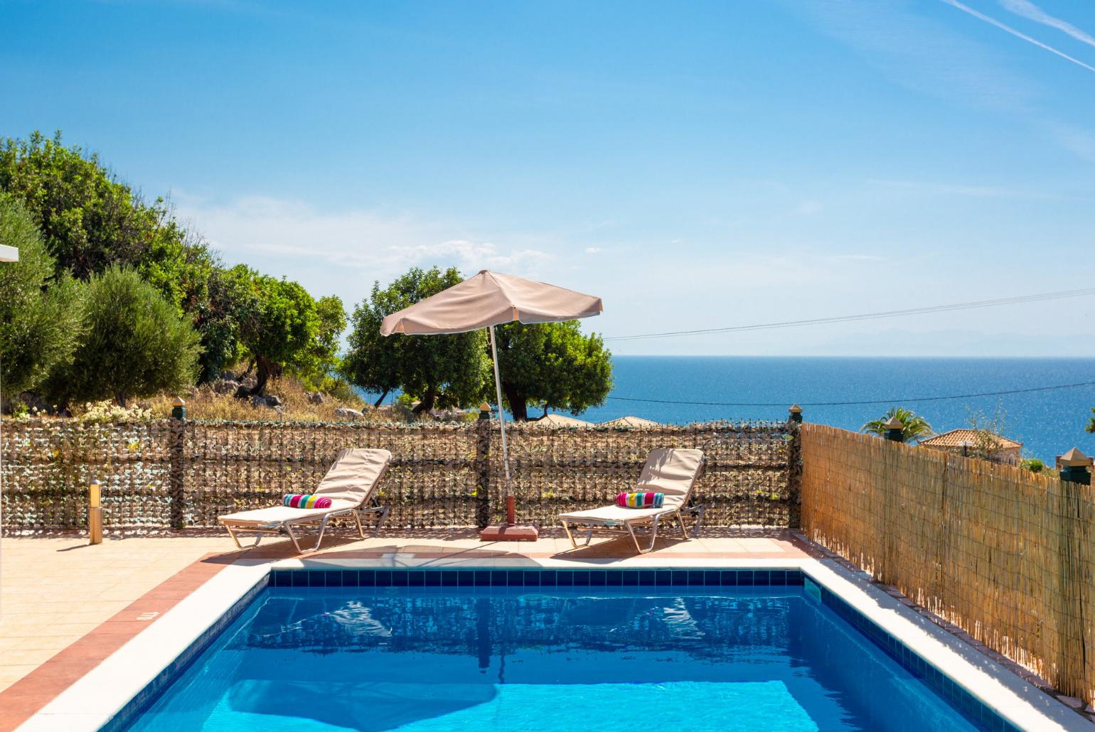 Private pool and terrace with panoramic sea views