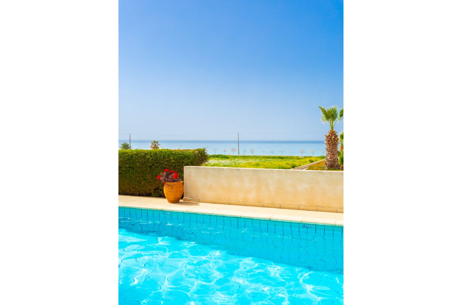 Private pool and terrace with sea views