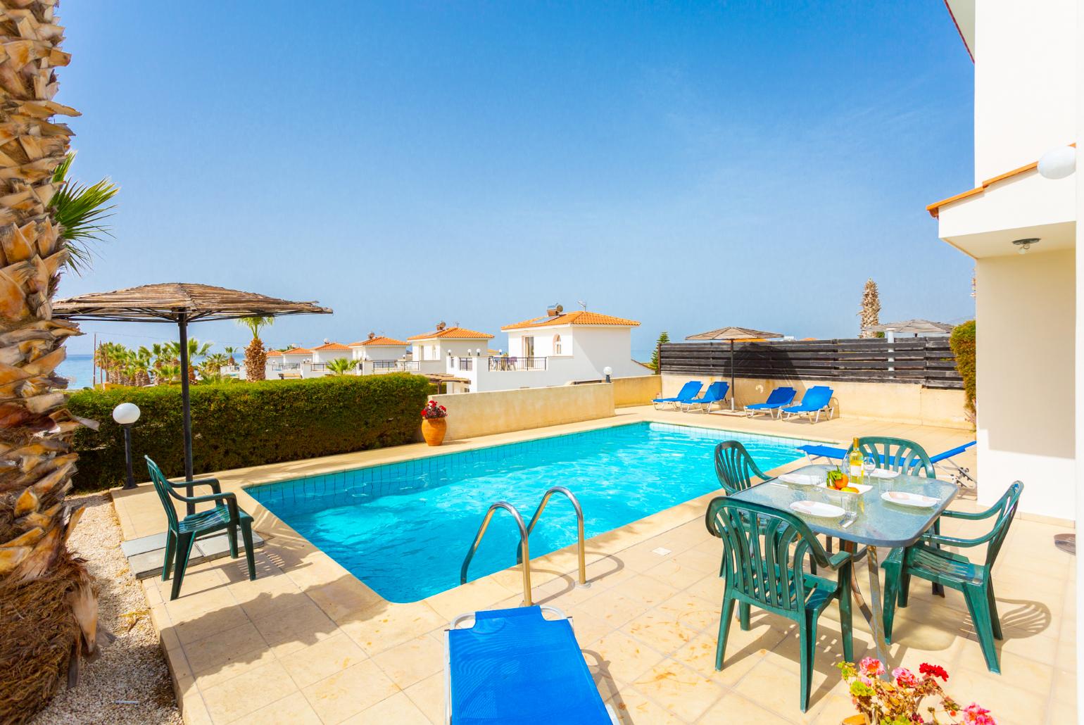 Private pool and terrace with sea views