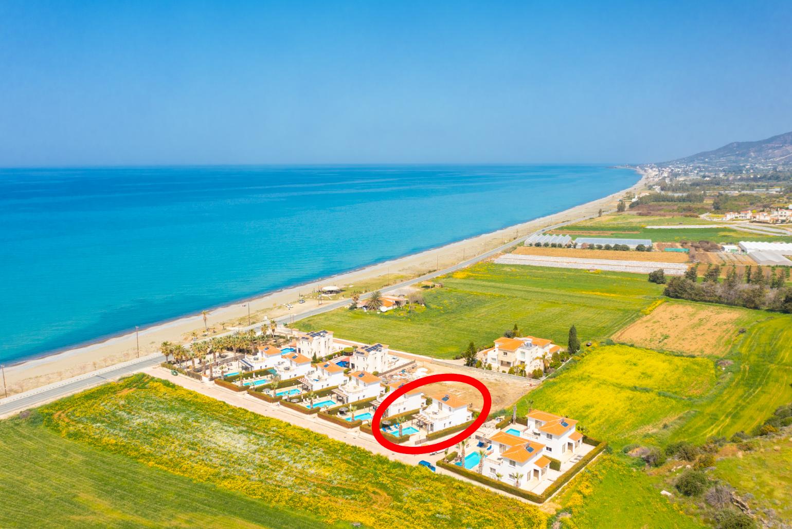 Aerial view showing location of Villa Dalia