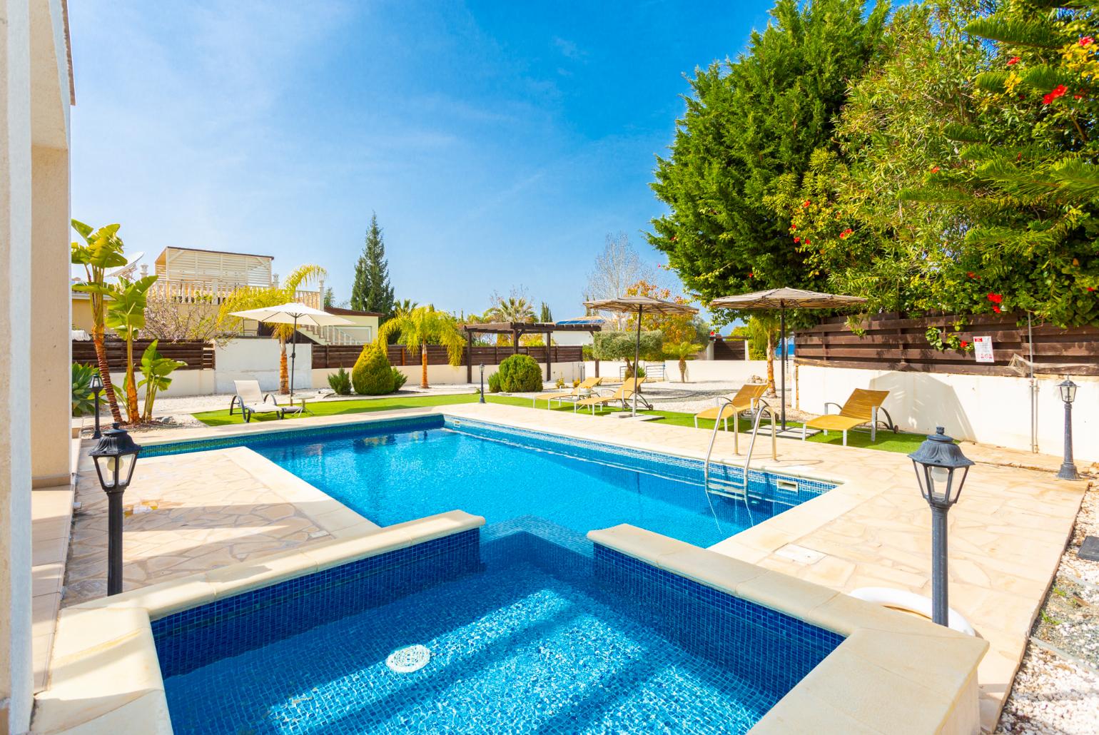 Private pool, terrace, and garden