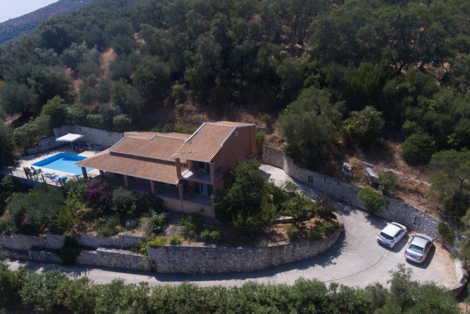 Aerial overview of the villa