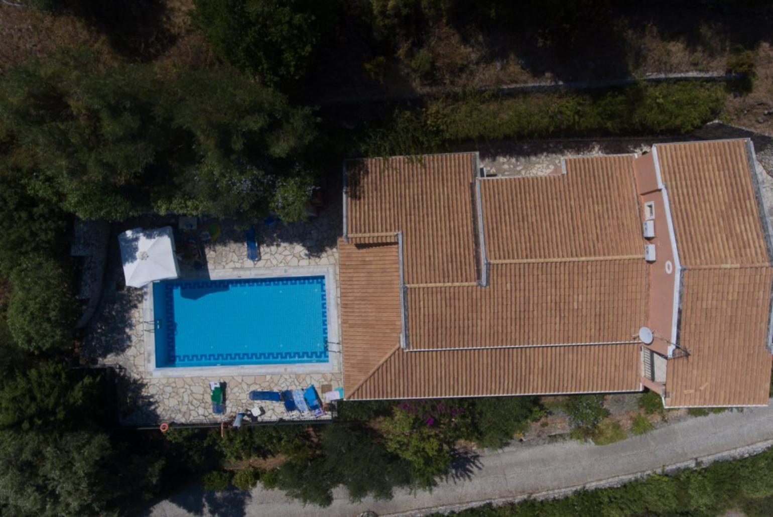 Aerial overview of the villa