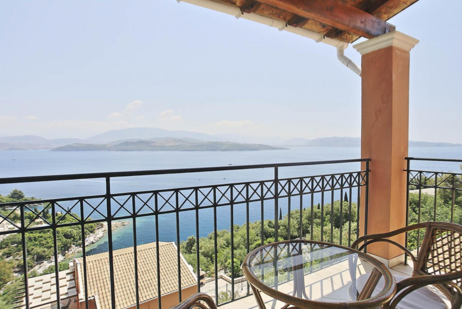 Outdoor seating with balcony view
