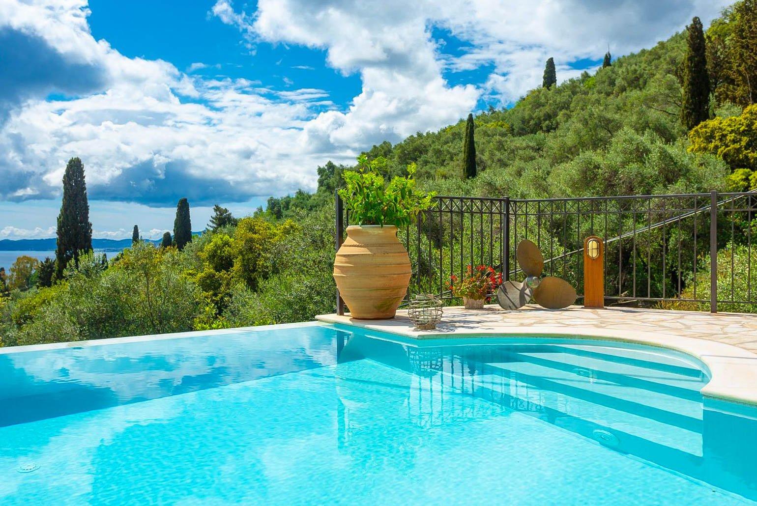 Private infinity pool and terrace with sea views