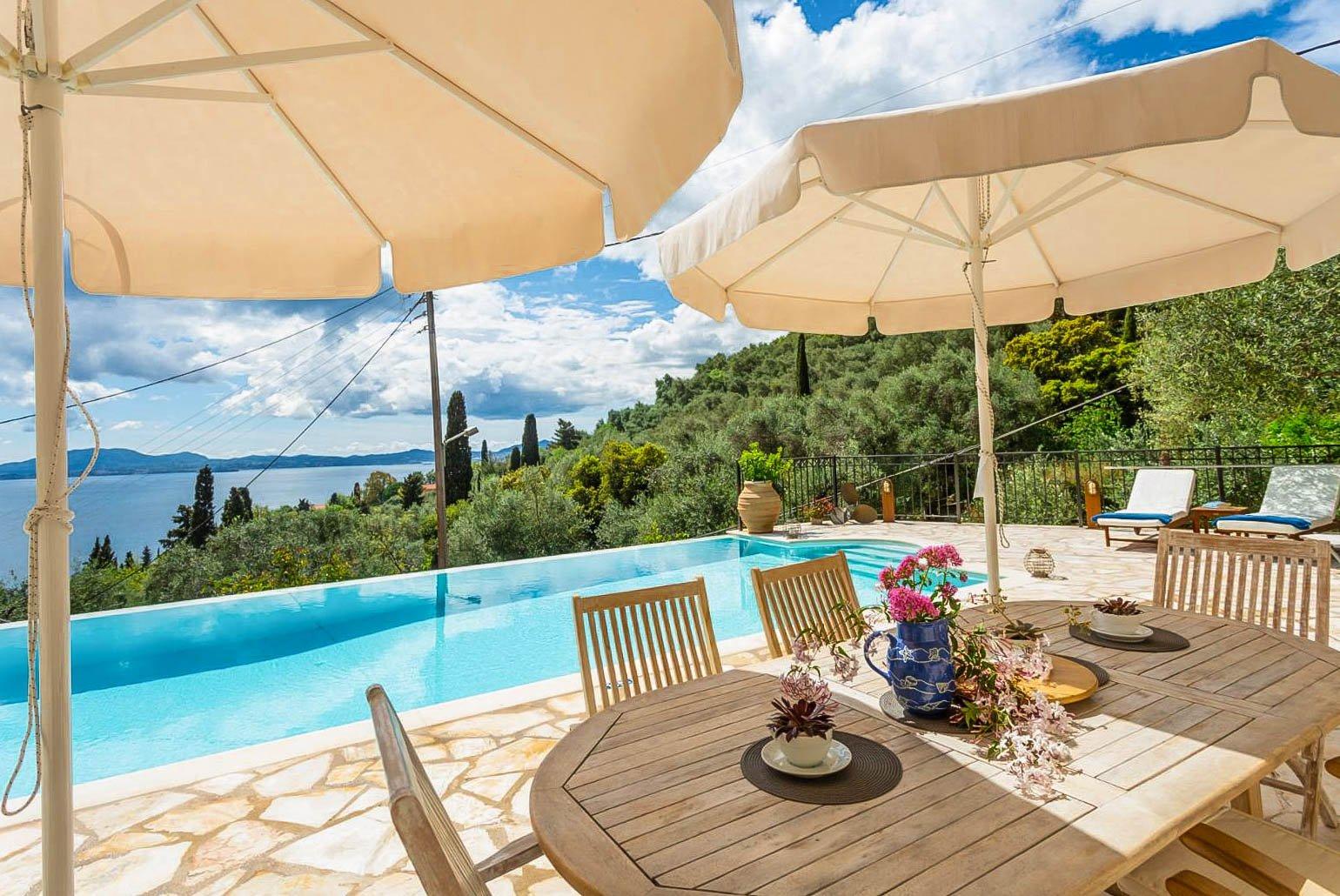 Private infinity pool and terrace with sea views