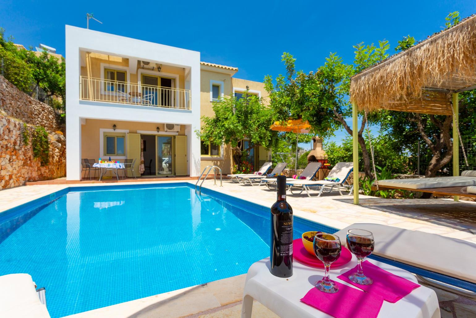 ,Beautiful villa with private pool, terrace, and sea views