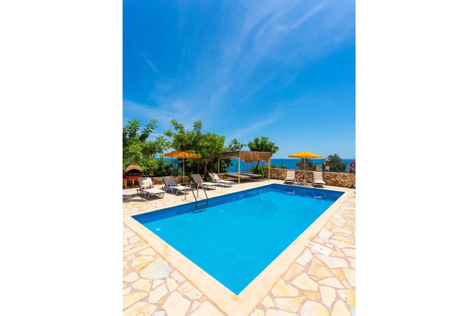 Private pool and terrace with sea views